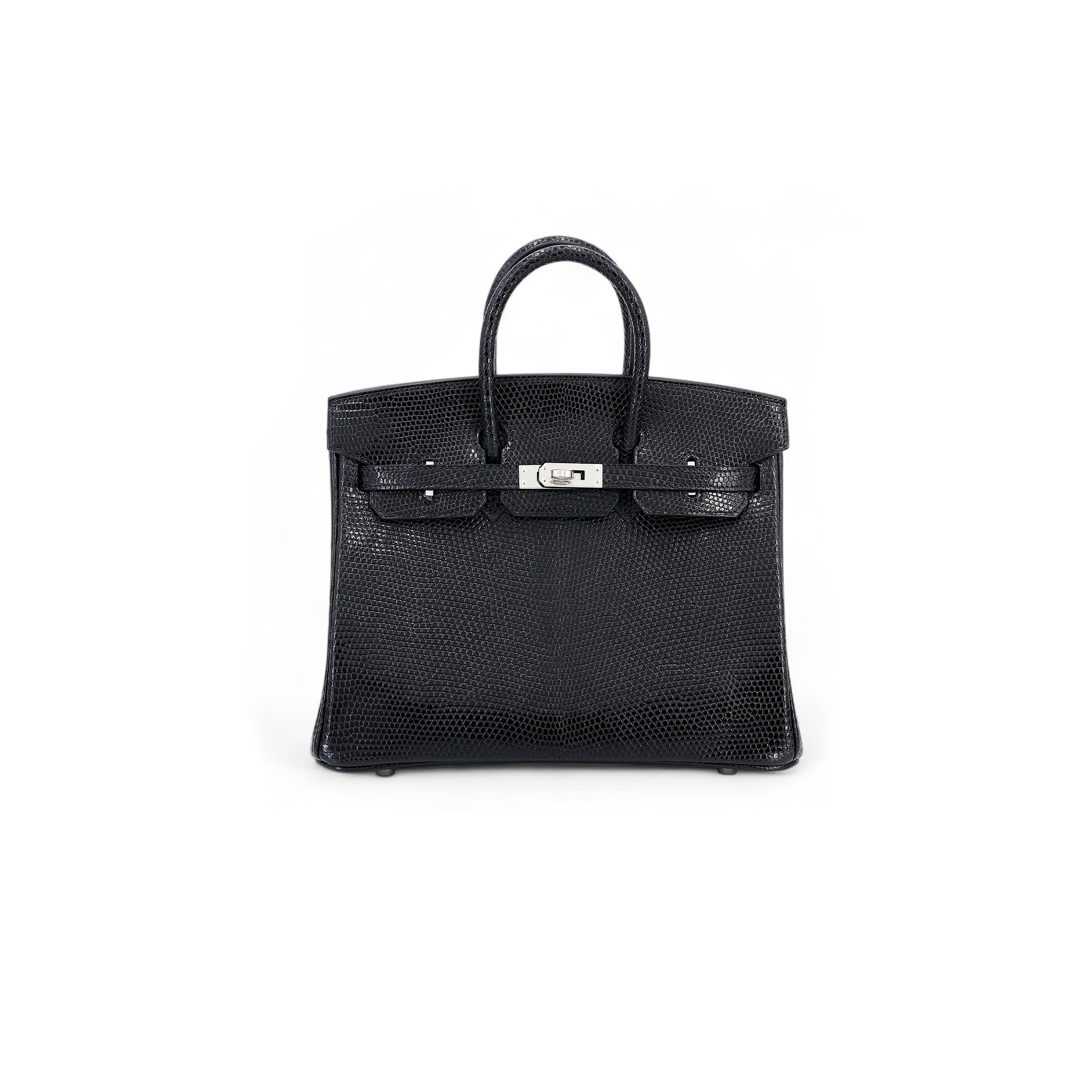 HERMES MASTER BIRKIN 20 LIZARD BLACK SILVER BUCKLE H028367CA30 (20*16*11cm)